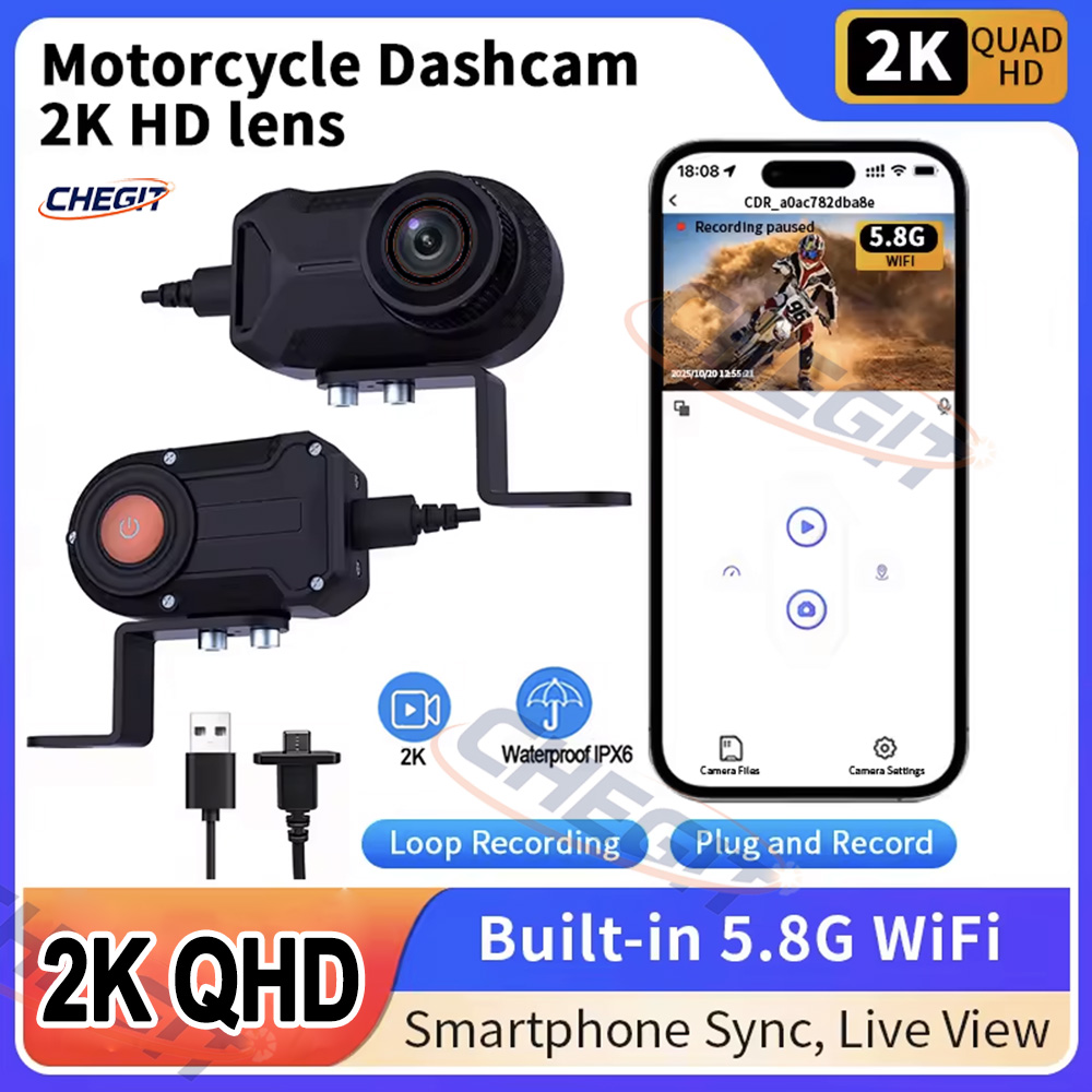 Cycling Loop - Motorfiets DVR 2K HD WiFi met