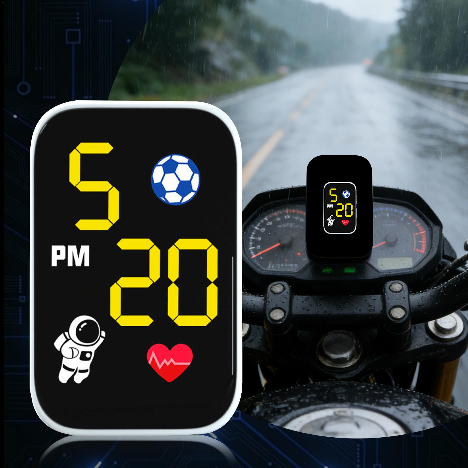 Cycling In City - Mini-motorfietsklok Waterdicht dashboardmontagehorloge Digitale motorfietsklok LED-verlicht